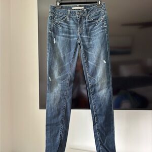 Vince Distressed Blue Skinny Jeans Aiko Dark Wash